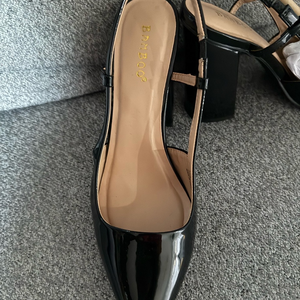 BAMBOO Glossy Black Heels
